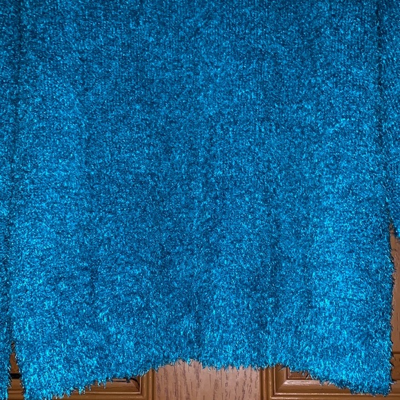 Molly & Isadora Vita Turtleneck Fuzzy Knit Pullover Sweater In Dark Teal - Picture 13 of 16